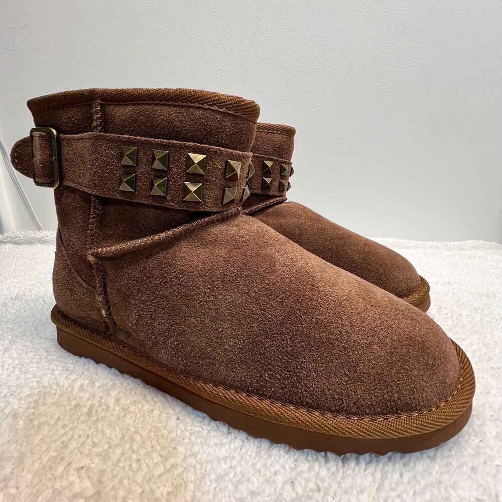 Cloud Nine Womens Boots Sheepskin Winter Emily Boot Belt Buckle Chestnut Sz 10